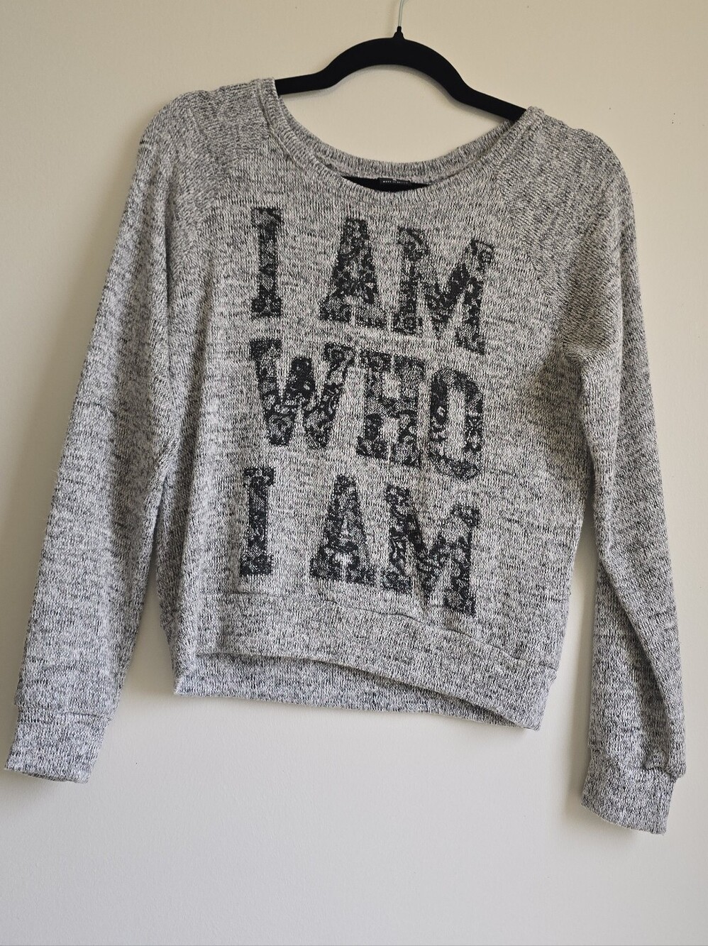 Stranded I AM WHO I AM Gray Crewneck Sweater Size S